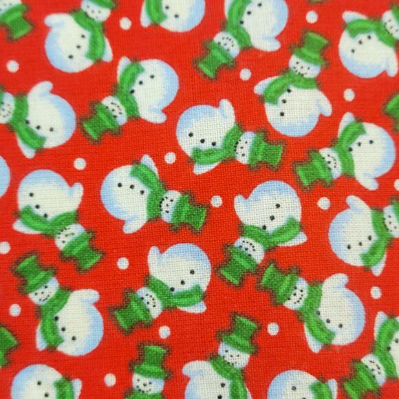 Cotton Fabric 1 Yd x 44" Snowmen Red Holiday Quilting Sewing Winter Holiday - Picture 5 of 10